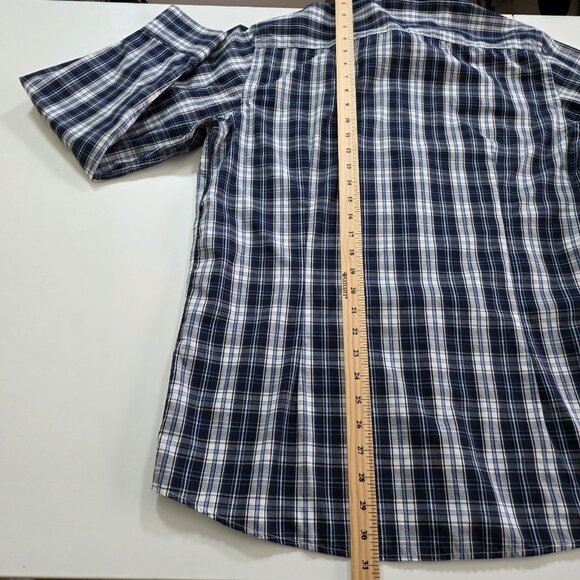 Sondergaard Casual Shirt Men 16 Blue White Plaid LS Buttons Collar Fitted Cotton - Picture 7 of 16